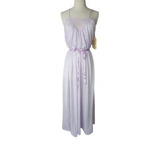 Val Mode Coquette Feminine Sheer Nightgown Womens L Lavender Maxi Slip Dress